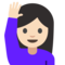 Person Raising Hand - Light emoji on Google